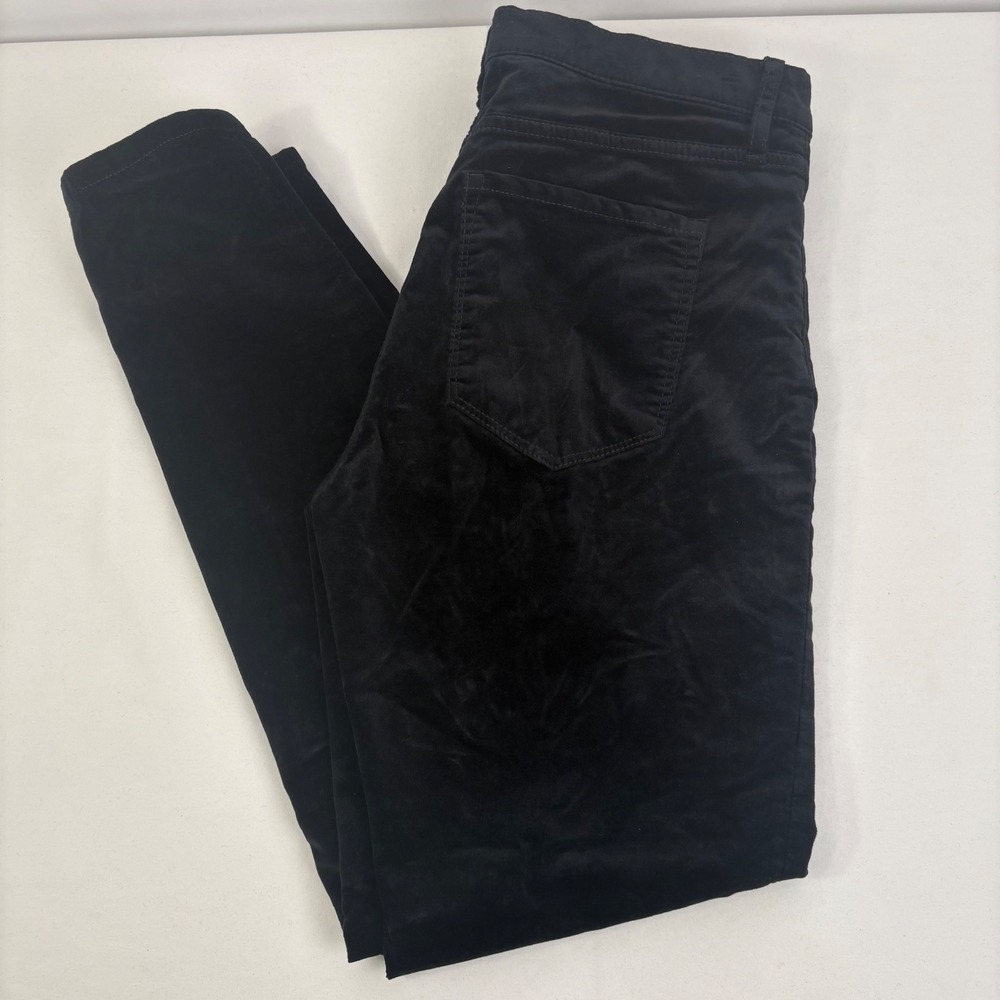 Banana Republic Women Black Velvet Skinny Pants Mid Rise Stretch Soft Size 29